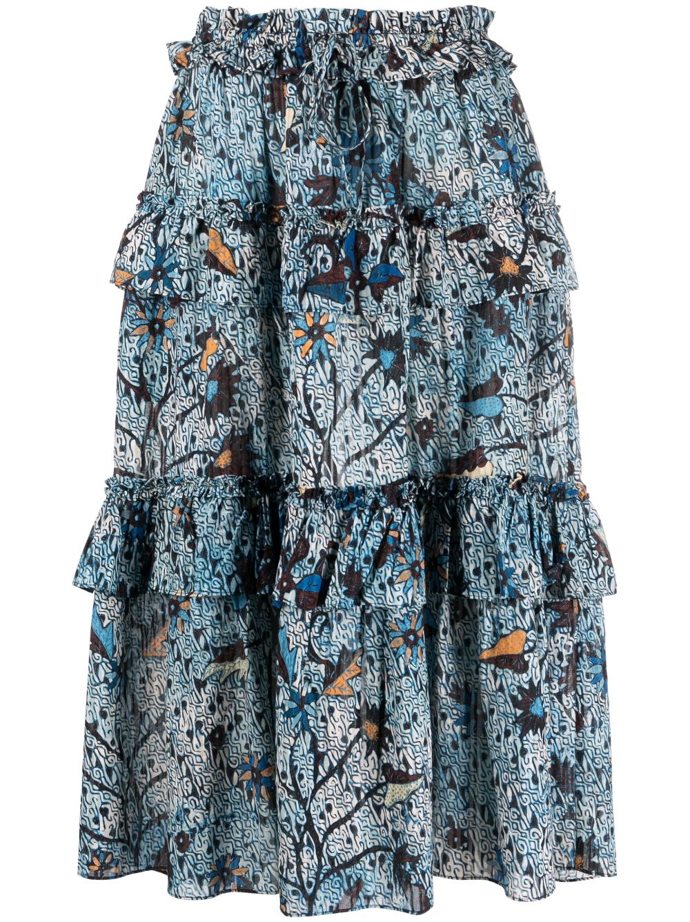 Josette high-waisted ruffled skirt - Blue