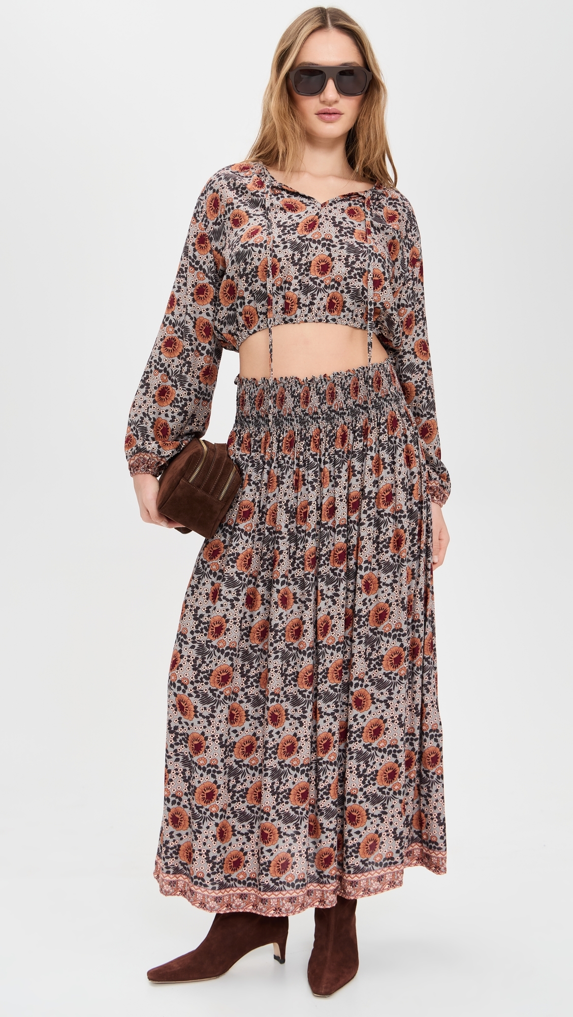 Amelia Top Vintage Flowers Slate