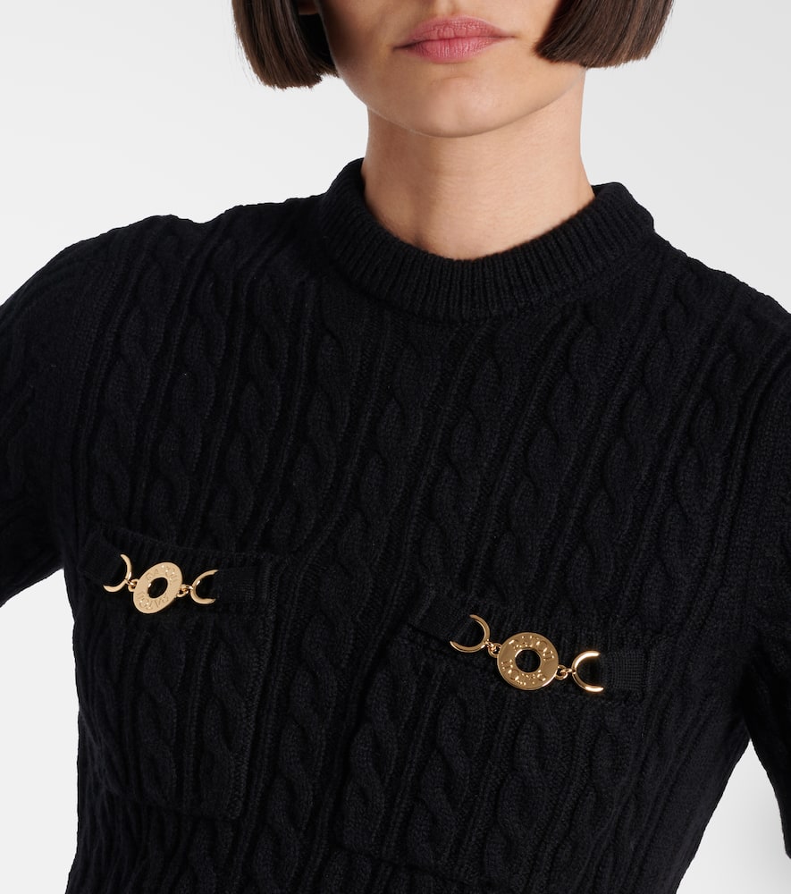 Cable-knit wool and cashmere minidress