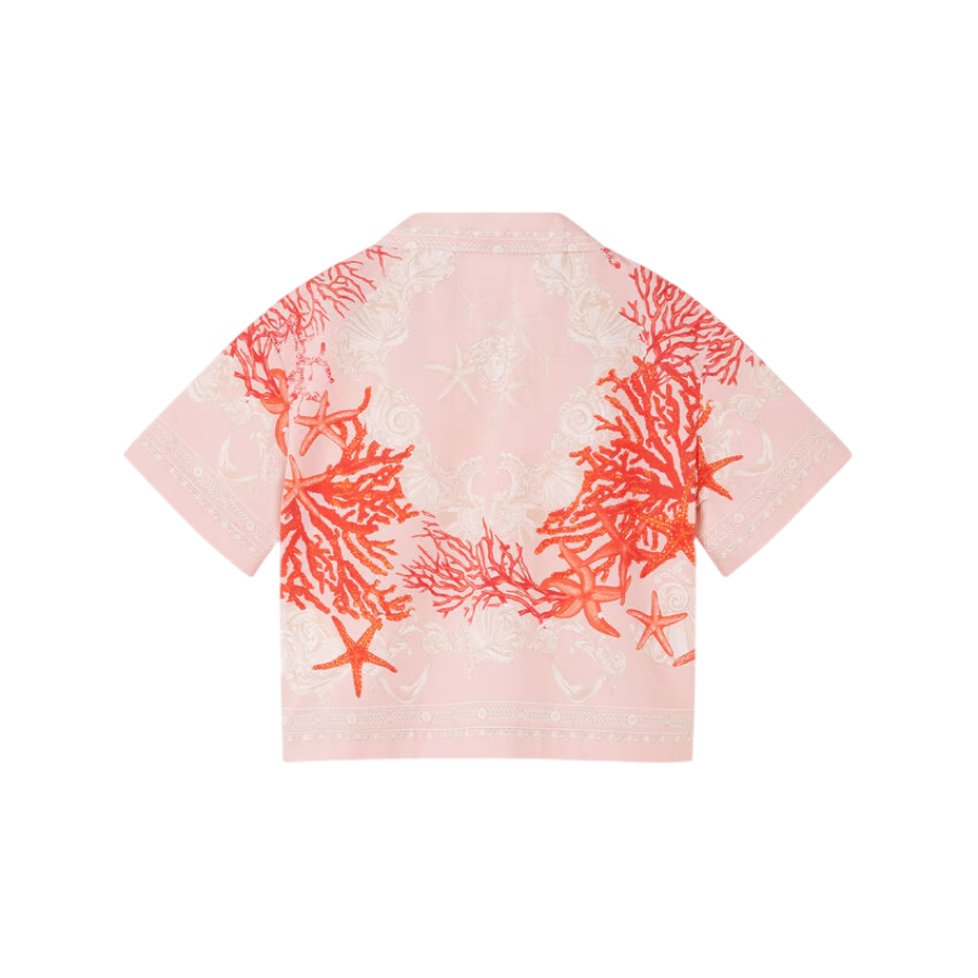 Kids All-Over Barocco Sea Print Cotton Shirt