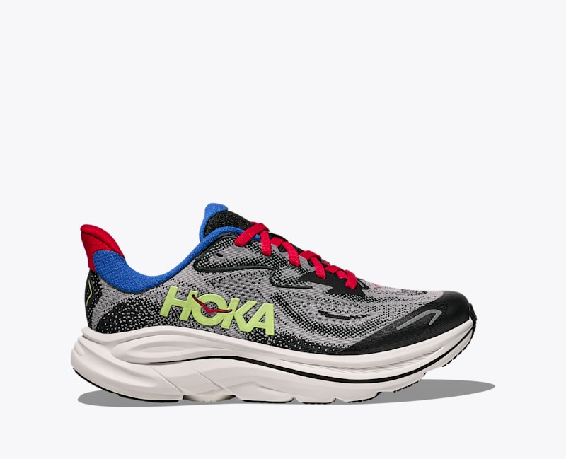 HOKA Clifton 10 Shoes in Foggy Grey/Black