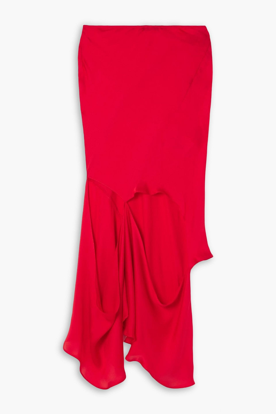 Asymmetric cutout silk midi skirt - Red - DE 38