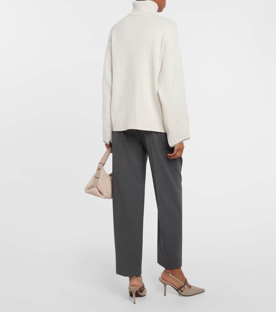 Wool, cashmere, and silk turtleneck sweater