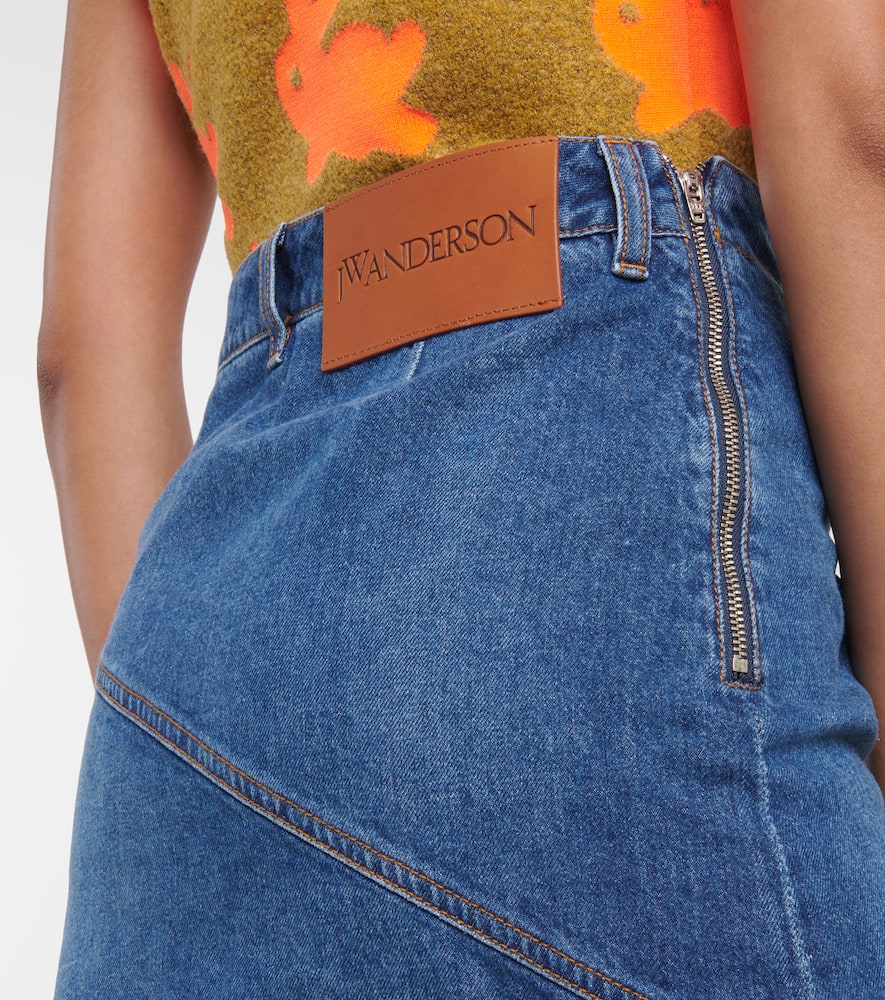Twisted asymmetric denim miniskirt