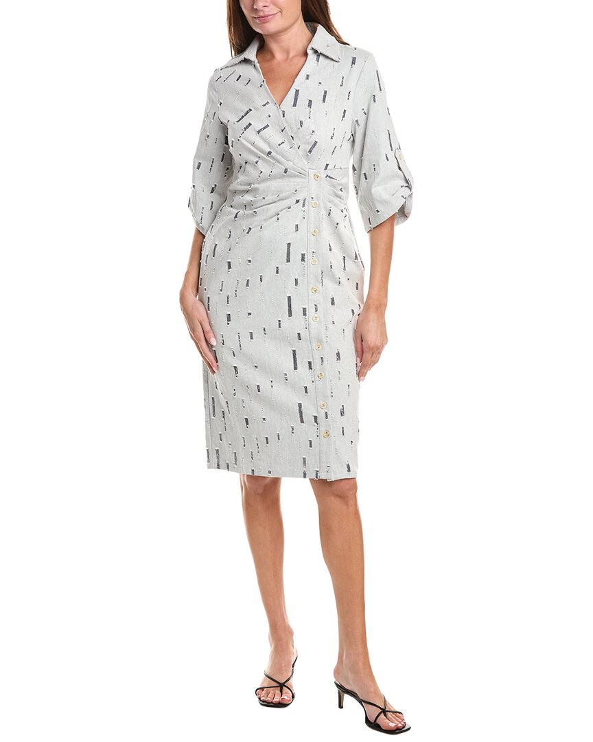 Wrap Denim V Collar Neck Dress
