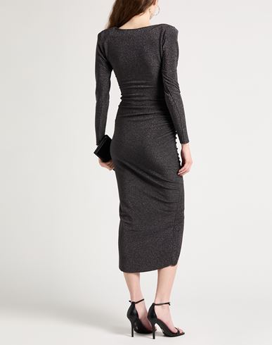 Woman Midi dress Charcoal Size 10 Polyester, Viscose, Polyamide, Metallic Polyester, Elastane