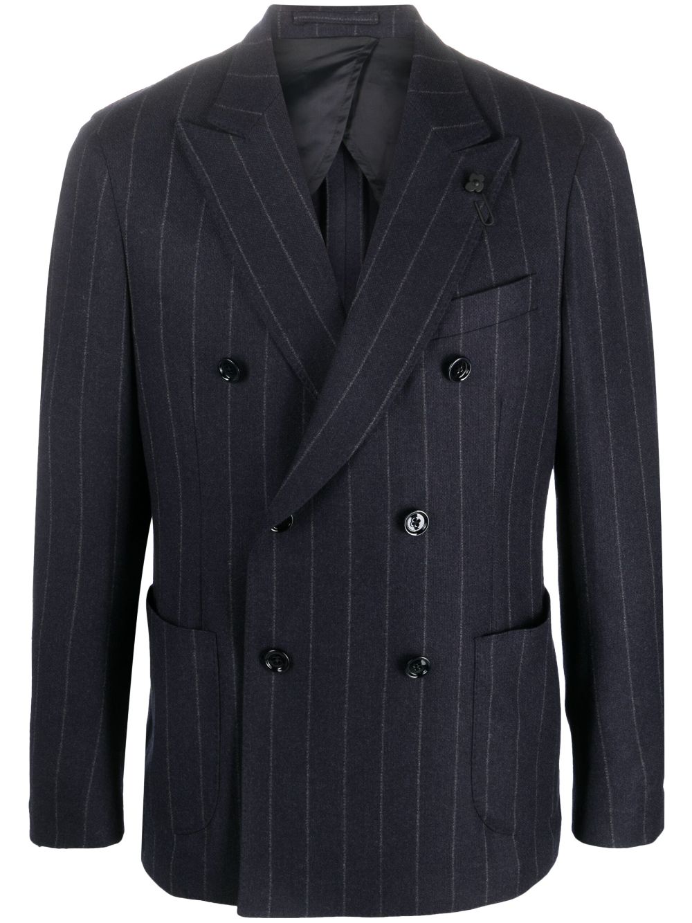 Pinstriped double-breasted blazer - Blue