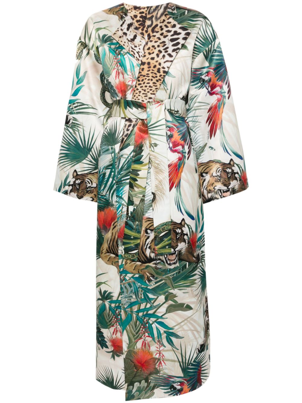 Jungle-print belted coat - Neutrals