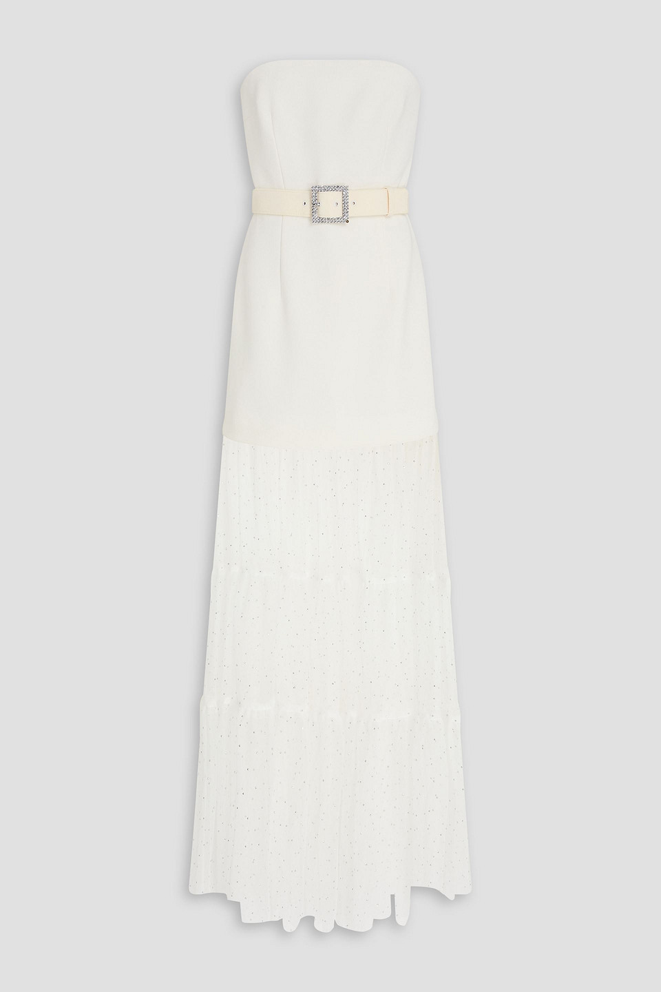 Mirabella strapless tiered tulle and crepe gown - White - UK 12
