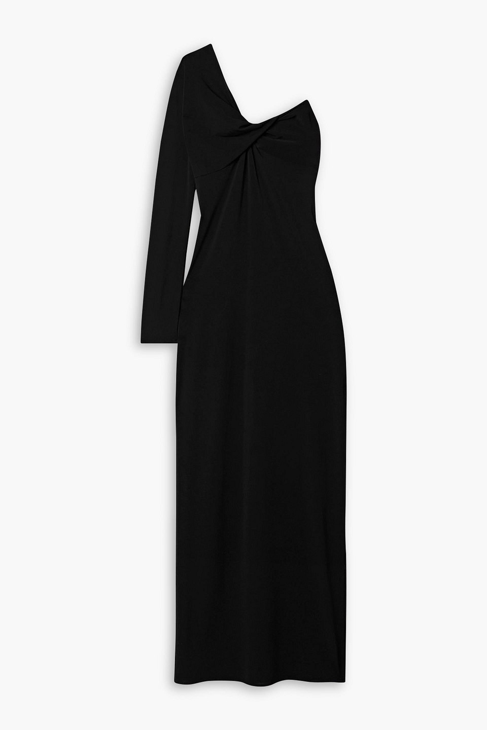 One-sleeve twisted stretch-jersey maxi dress - Black - FR 42