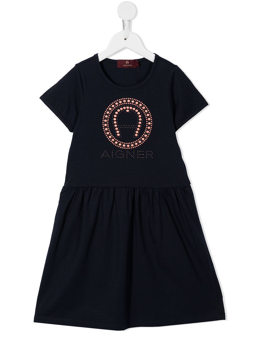 Logo-print cotton dress - Blue