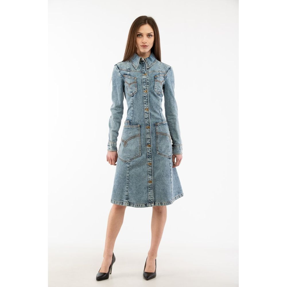 Cotton Denim Dress — Blue