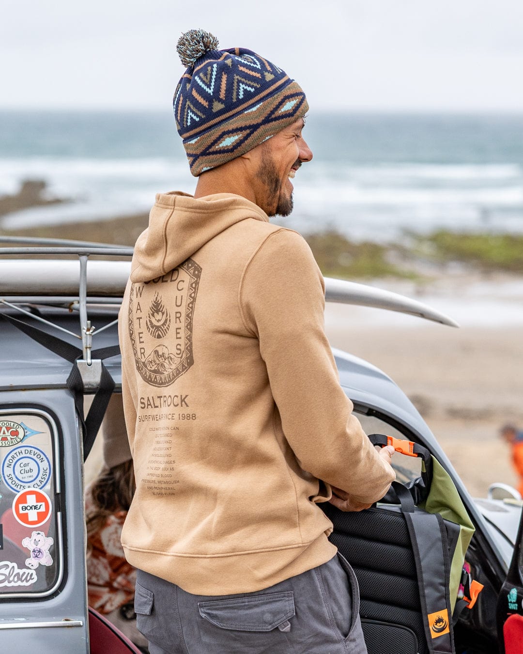 Saltrock Cold Water Cures Mens Pop Hoodie in Brown