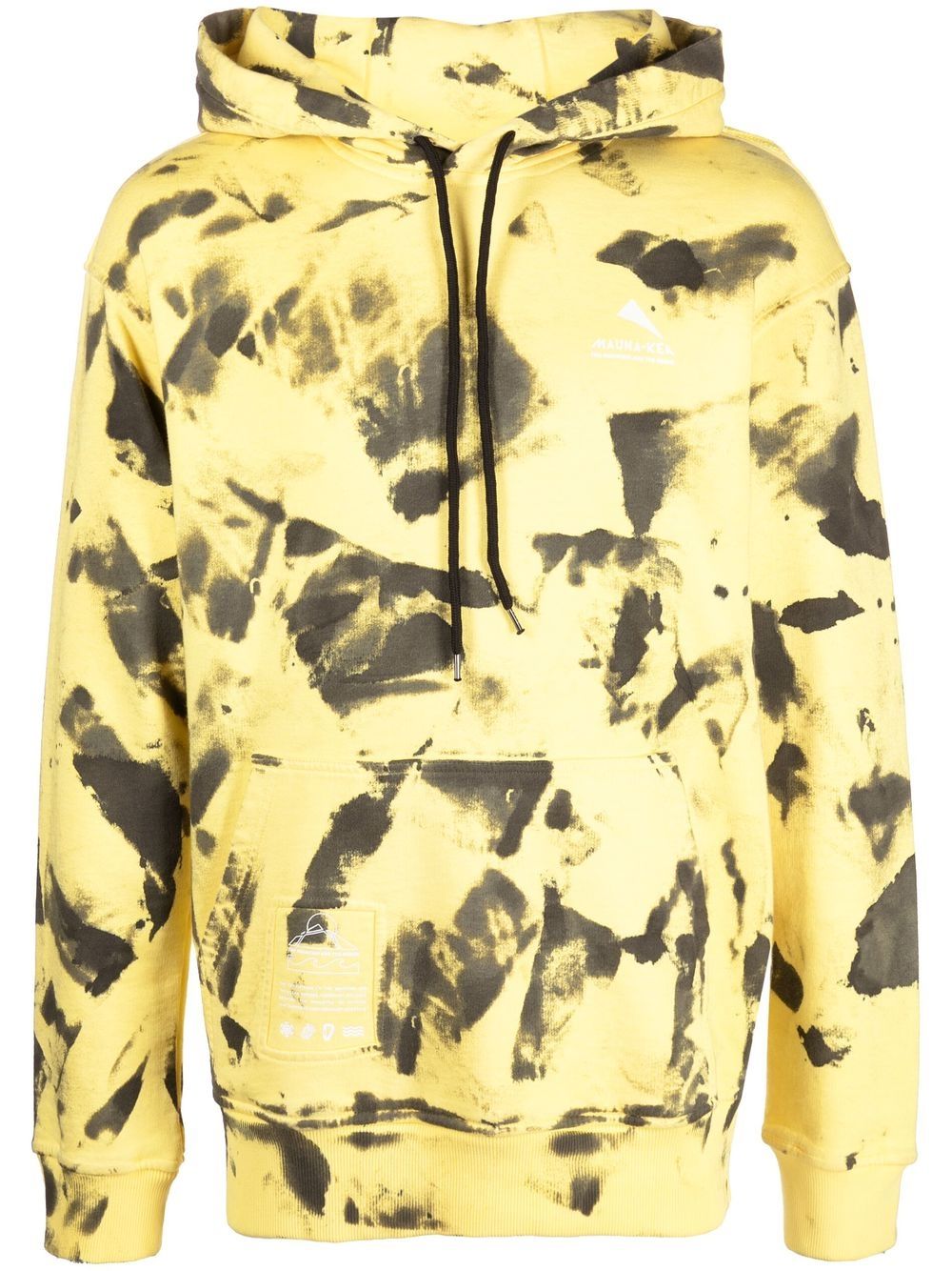 Abstract-print drawstring hoodie - Yellow