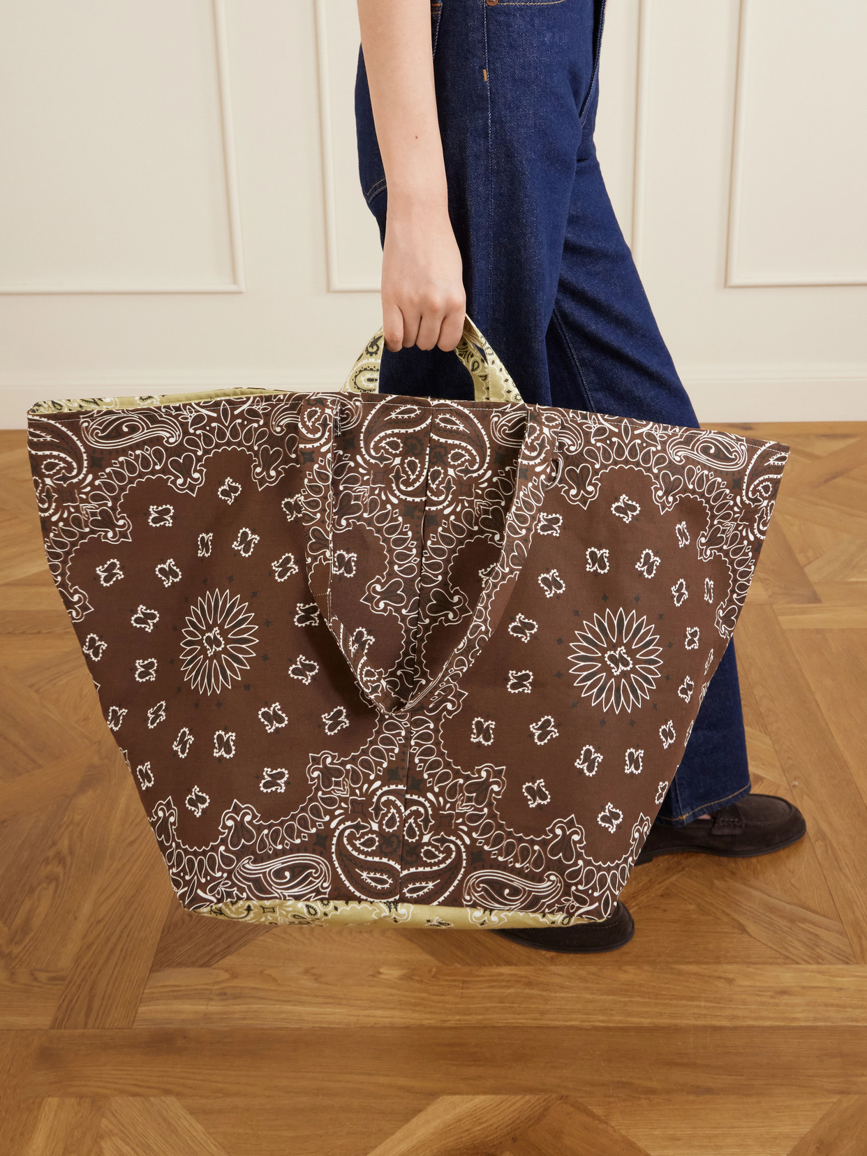 Bandana-print Cotton Tote - Brown