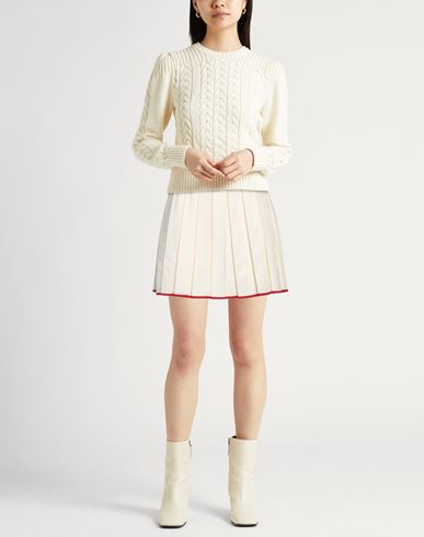 Thom Browne Woman Mini skirt Ivory Size 2 Virgin Wool, Polyamide, Elastane