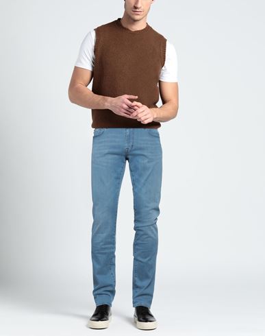 Man Jeans Blue Size 36 Cotton, Polyester, Elastane