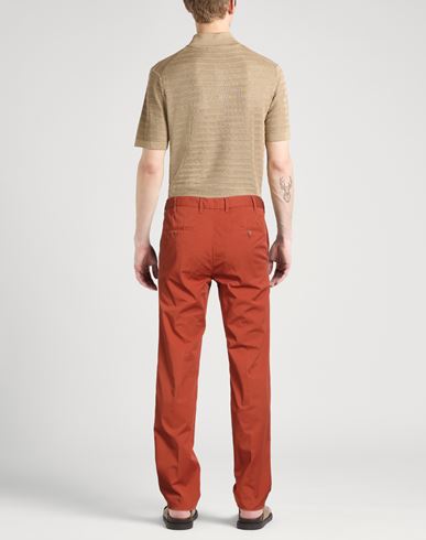 Man Pants Orange Size 40 Cotton, Elastane