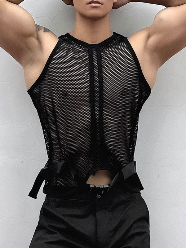 Mens Sexy Mesh Knit Sheer Tank SKUK74730 - Black / S