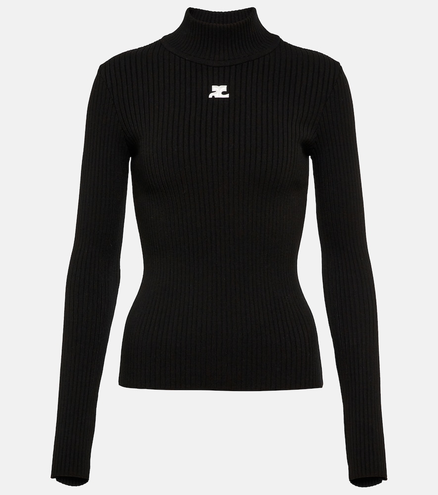 Ribbed-knit mockneck sweater