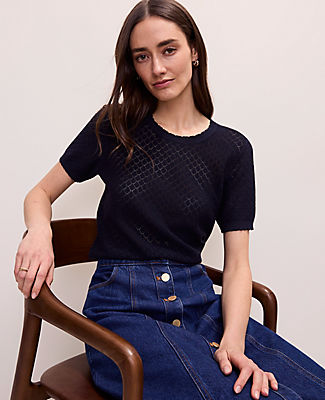Ann Taylor Pointelle Modern Sweater Tee