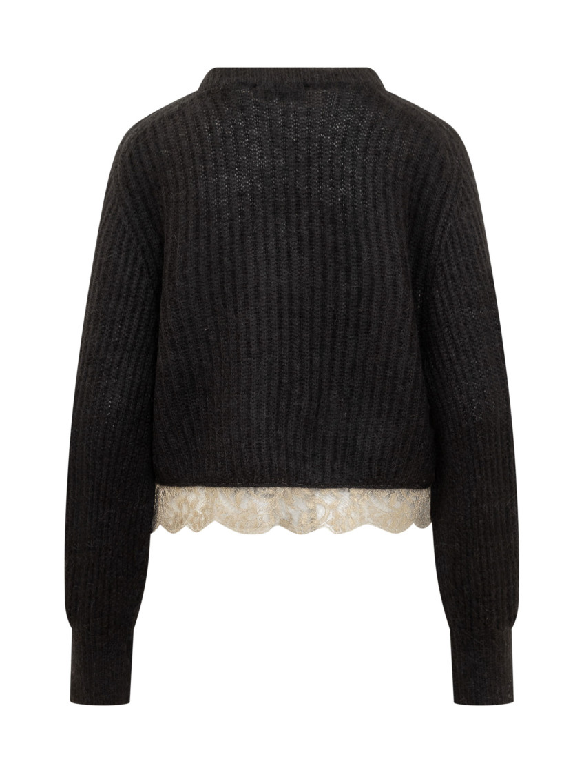 Black Knitted Crew Neck Sweater