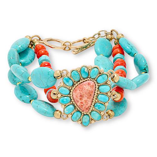 Southwestern-Inspired Composite Turquoise Coral Bracelet