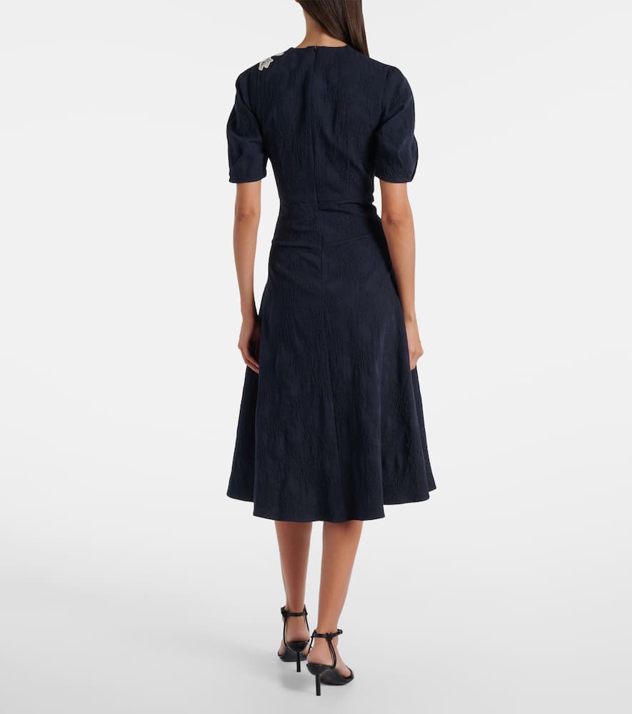 Floral cotton-blend jacquard midi dress