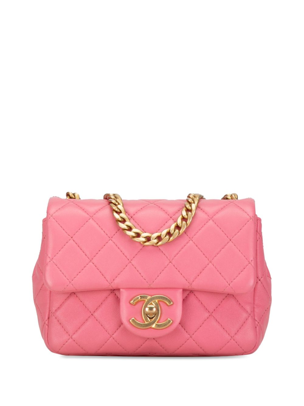2021 Mini Square Lambskin Pearl Samba Flap crossbody bag - Pink