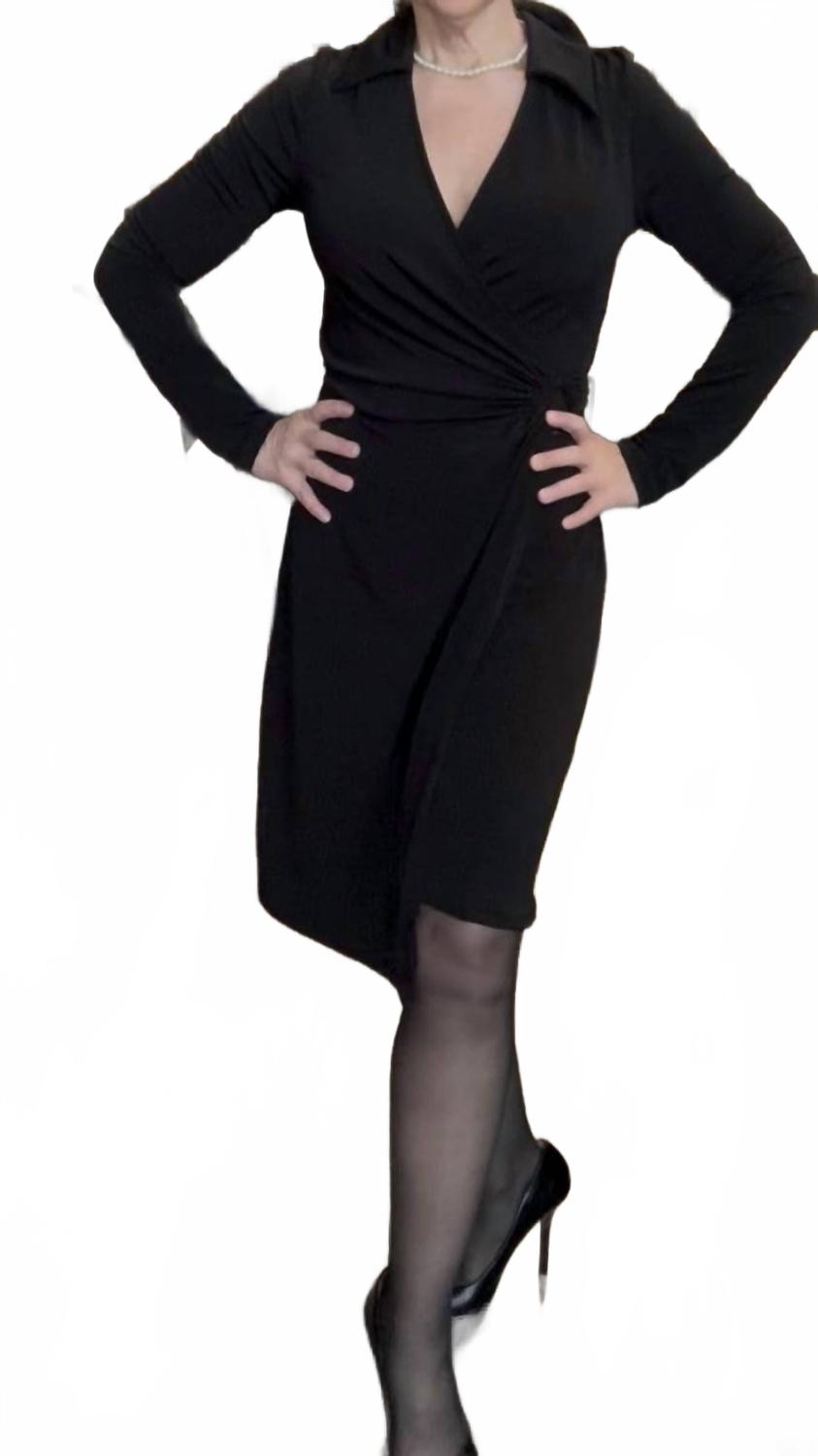 Ring Detail Wrap Dress In Black