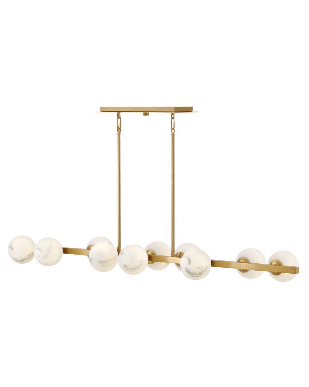 Lacquered Brass LED Linear Chandelier from the Selene Collection