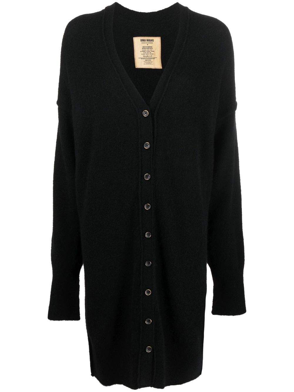 Brushed-finish oversize cardigan - Black