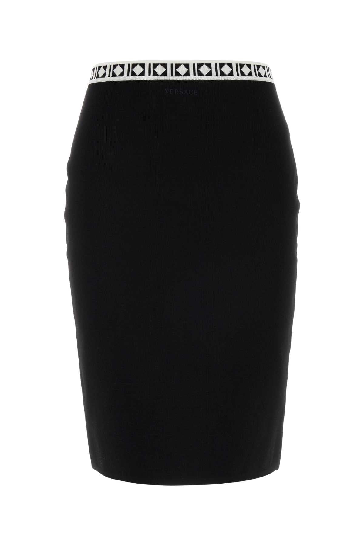 Logo-Waistband Pencil Skirt — Black
