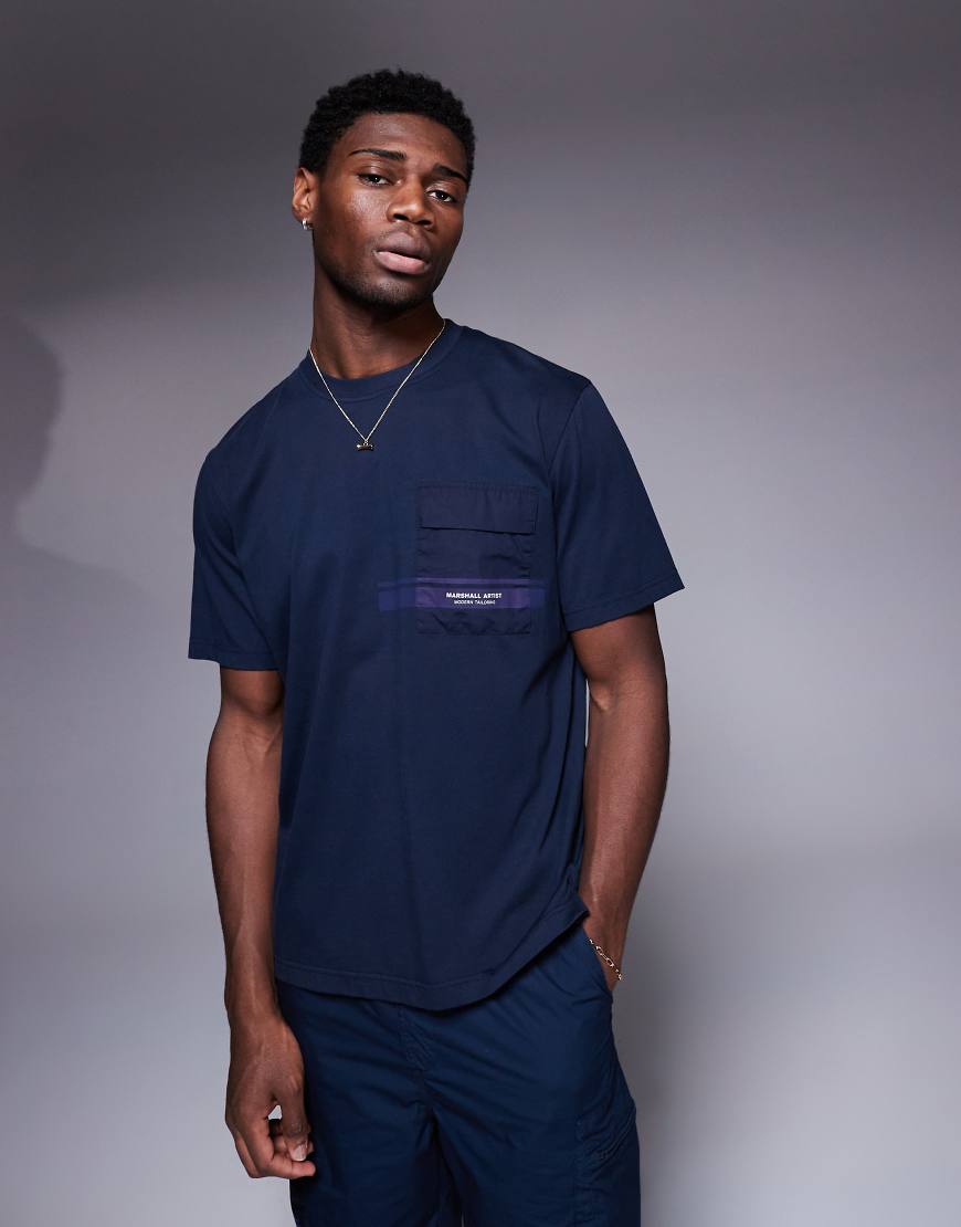 Marshall Artist logo seafield t-shirt in navy