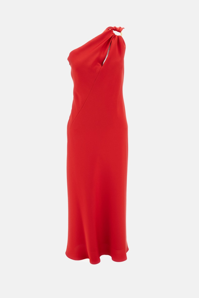 Red Shiny Satin Long Dress