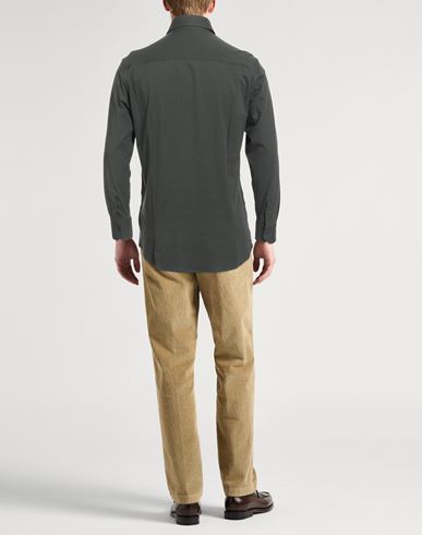 Man Shirt Dark green Size 40 Cotton, Elastane