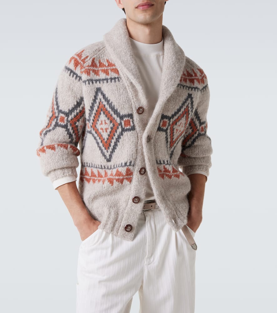 Jacquard wool-blend cardigan