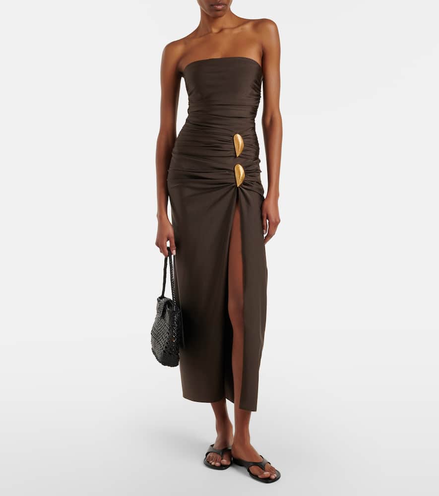 Eiana appliqué ruched midi skirt