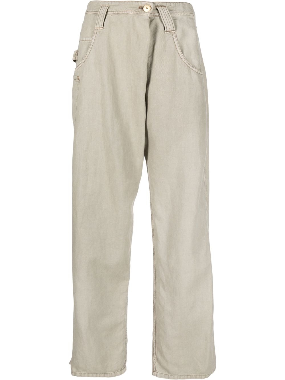 Hight-waisted straight-leg trousers - Green