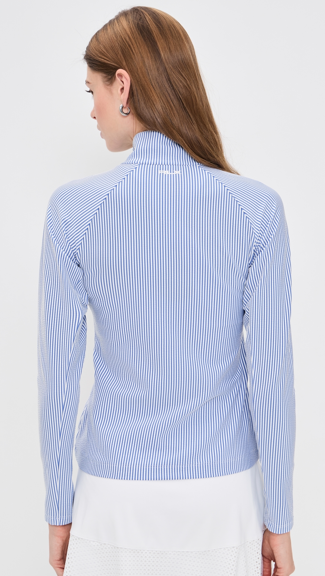 Seersucker Mock Neck Zip Jacket Blue Mist/Ceramic White