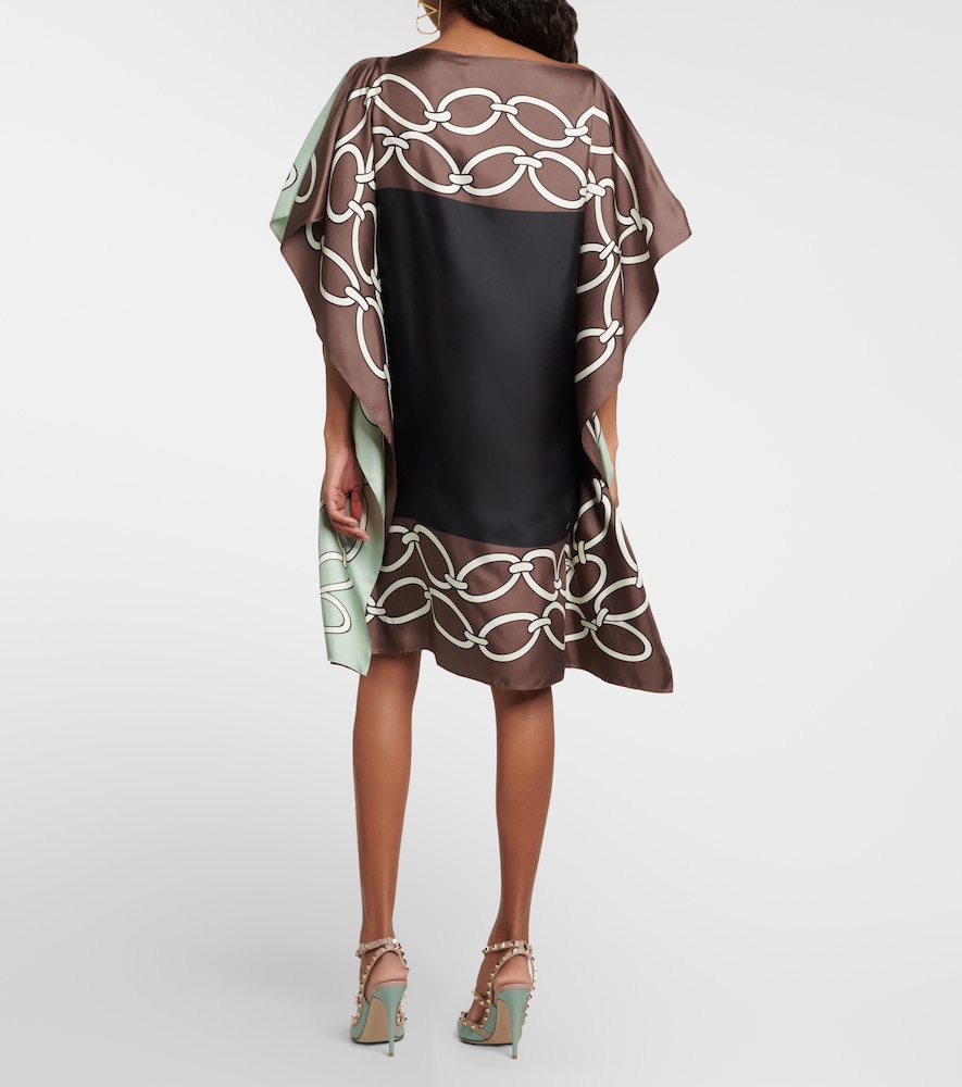 Chain-print silk kaftan dress