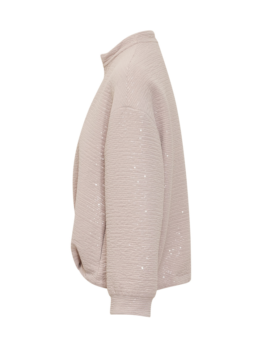 Herno - short sequin jacket crewneck high collar