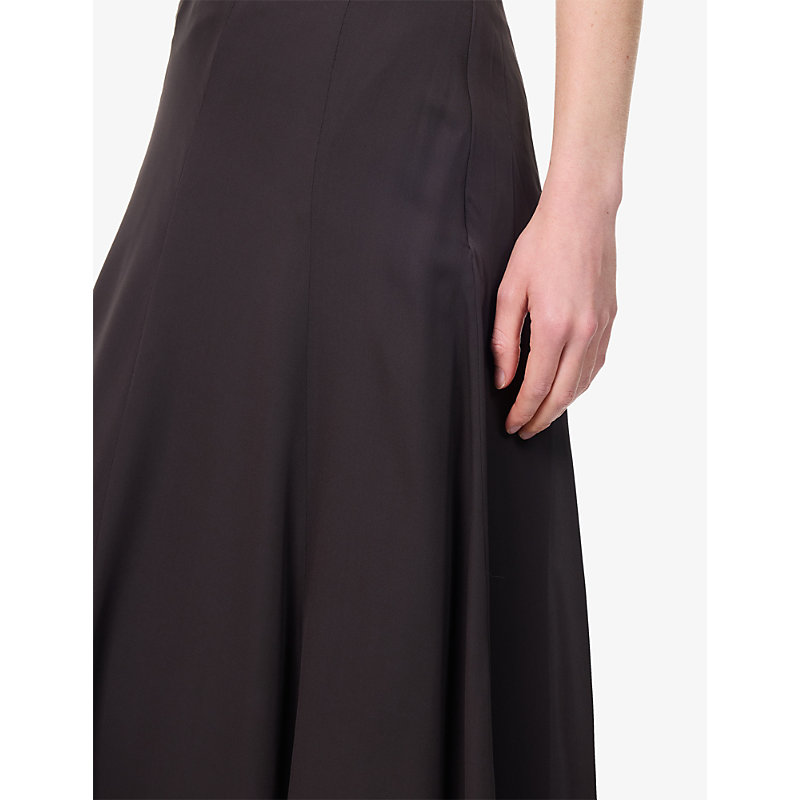 Womens Aeris Pleated Silk Maxi Skirt
