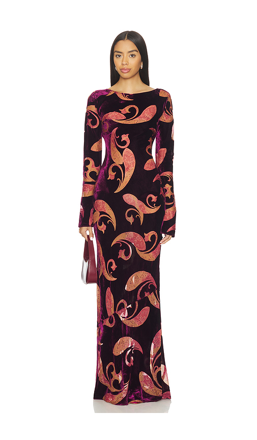 Retrofete Iona Velvet Dress in Burgundy. - XL also in L, M