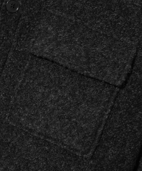 Wool Elbow Patch Two Pocket Button Jacket_Black