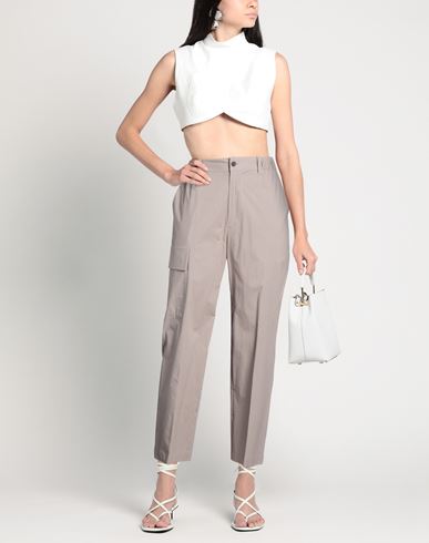 Woman Pants Grey Size 8 Cotton, Elastane