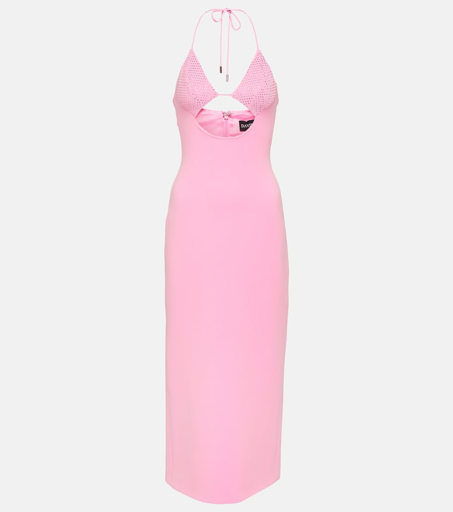 Crystal-embellished cutout midi dress