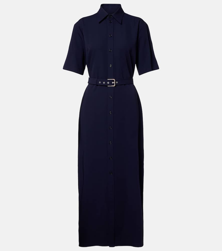 Belted wool midi dress