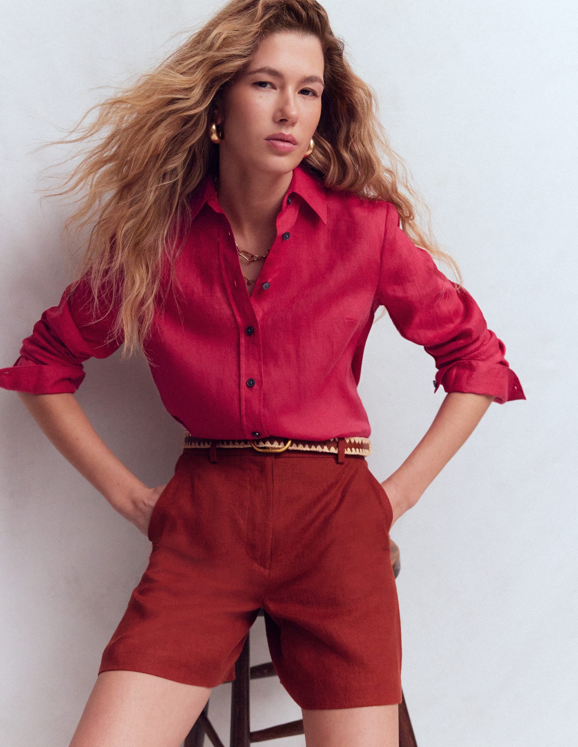 Women's Sienna Linen Shirt in Pink | Size 0