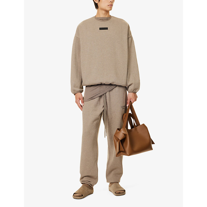 Mens Heather Grey Essentials Brand-patch Cotton-blend Sweatshirt S